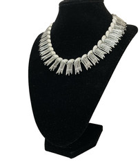 Vintage Sarah Coventry 1962 SIMPLY ELEGANT Silver Toned Fringe Bib Necklace