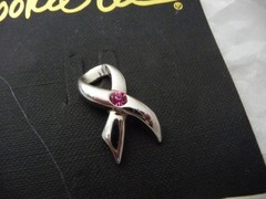 COOKIE LEE PIN BAK SILVER TONE BOW PIN CENTER STONE #31/17