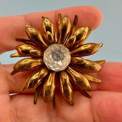 Vintage to Modern Brooch Pin Lot Flower Leaf Round Rhinestone Enamel 2 Signed