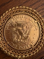 Gold Plated 1974 Eisenhower Dollar Pendant Necklace