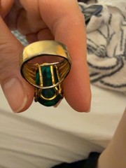 Vintage Huge Emerald Green Faceted Glass Cocktail Statement Ring Size 8 Unmarked
