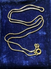 VIintage Solid 18k 750 Yellow Gold Box Chain 3.1g 16” Necklace Hallmarks Italy