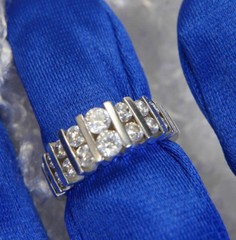 Anniversary CUBIC ZIRCONIA Estate 0.925 Sterling Silver BAND RING sIze 5.5