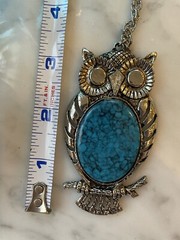 Lot Of 13 Boho Retro Silver tone Owl Necklace Faux Turquoise Craft Repurpose