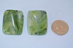 Vintage Green Swirl Translucent Plastic Lucite 1.25″ Pierced Earrings