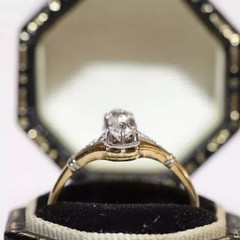 Art Deco Round Cut Lab Created Engagement 14K Yellow Gold Filled Ring