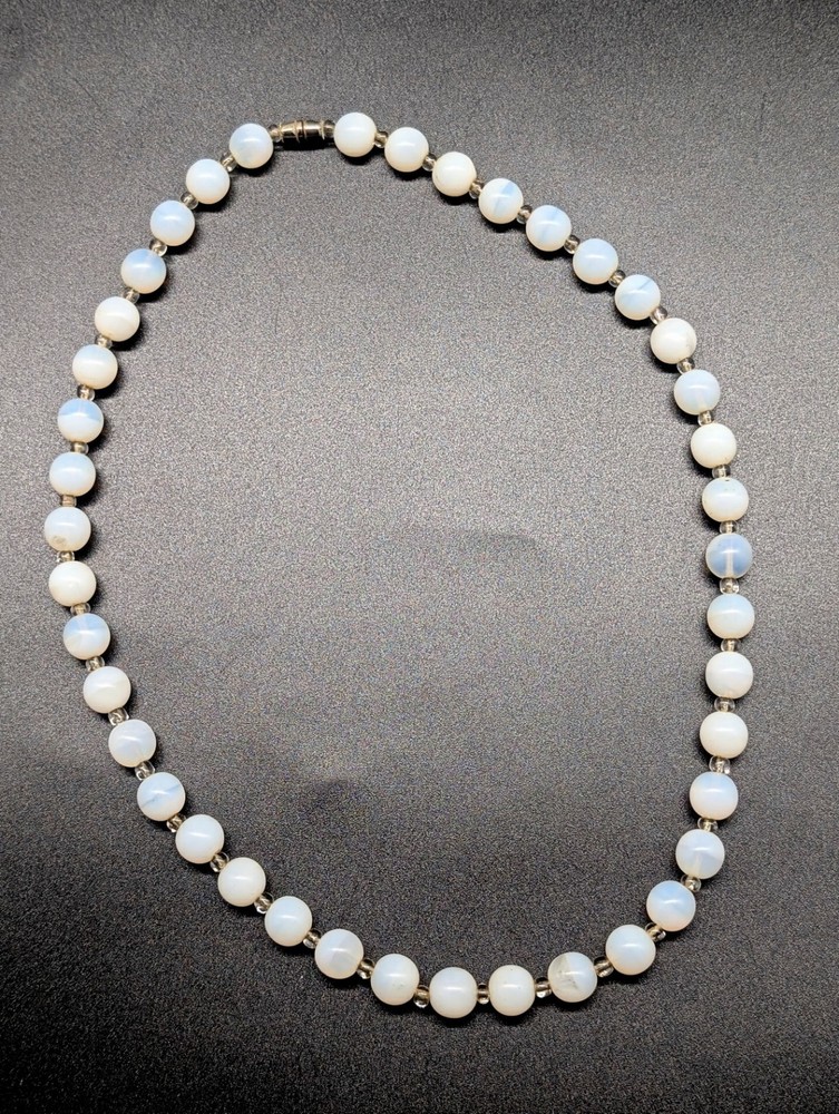 Vintage Opalite 10mm Bead Necklace 21″L Beautiful!