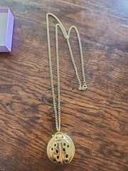 Vintage Revlon Intimates Perfume Necklace Ladybug Pendant Gold Tone Chain Link