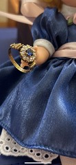 Antique Victorian 18k Gold Synthetic Sapphire Old Rose Cut Diamond Size7.5