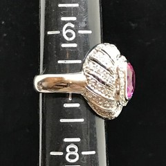 Vintage Signed LL 925 Sterling Silver Pink Topaz Cubic Zirconia Ring sz 7