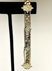 Vintage Y2K Gold Tone Rhinestone Geometric Bracelet 7.5” Adjustable Stackable