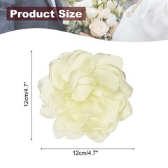 4.7″ Silk Satin Flower Brooch Pin Large Peony Floral Lapel Pin Beige