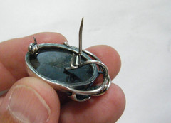Vintage 70s Sterling Silver & Large Labradorite Cab Handmade Pendant Brooch