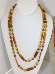 Vintage Necklace Lot Beaded Lucite + Tribal 23-26″ Yellow Butterscotch D1887