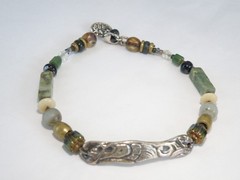 Vintage 999 Fine Sterling Silver Artisan Signed KVK Rustic Bracelet 8″