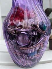 PURPLE Mystery Jewelry Jar- Vintage & Modern Jewelry- Trifari Lisner Avon- 3 Lbs