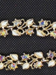 Vintage AB Choker & Bracelet Set Bracelet Missing One Stone Gold Tone