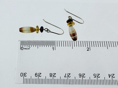 Vintage Sterling Silver Blown Glass Beads and Tigers Eye Hook Earrings 1g 1.25In
