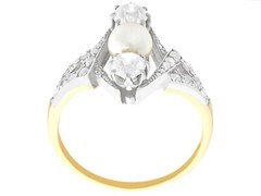 Antique 1.15 Ct Diamond Pearl 18k Yellow Gold Cocktail Ring