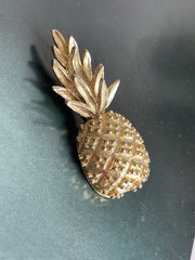 Vintage Signed Marvella Gold Tone Pineapple Midcentury