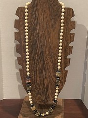 Vintage Leopard Skin Jasper Necklace Hand Knotted Natural Stone Gemstone Beads