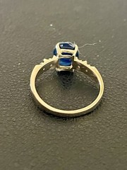 14KT Yellow Gold 2.90CT Blue Sapphire & 0.20CTW Diamond Ring. Size 6.5 (Q113)