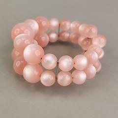 Vintage Moonglow Wrap Bracelet Pink Graduated Lucite Layered Expands 6″