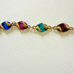Vintage Swarovski Swan Signed Caged Multicolor Glass Gold Plated Necklace 36”