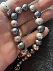 QVC JTV Peacock Cultured Pearls & Sterling Silver Ball Beads Necklace & Bracelet