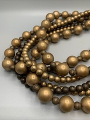 Vtg Wood Bead Bronze/Brown Multi Strand Choker. Unique Piece. 1 Repair, See Pics