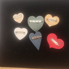 Vintage Heart Brooch Lot Mixed Materials And Styles