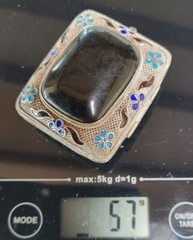 Antique Onyx Scent 62mm Chinese Export Filigree Cloisonne Enamel Pendant Locket