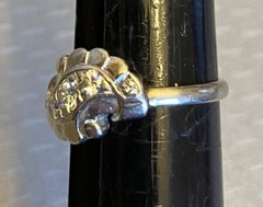 estate 14K White Gold Diamond Ring 50s MCM Swirl Natural 5-Stone .25ct size 7.5