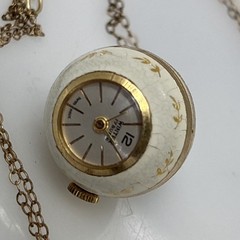 Vintage 60’s White Enamel Orb Ball Pendant Watch by Wintex w/Chain – Working 2f