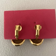 2 Tone Shiny Pink & Gold Tone Clip Oval Earrings