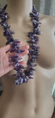 Amethyst Raw Long Necklace Cluster 925 Sterling Silver Clasp $355