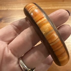Handcraft Horn Bone and Wood Bangle Bracelet 3 Inch Wide #E284