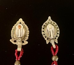 Unique Vintage 1980s 5.5” Length Hand Beaded Earrings Handmade in Africa