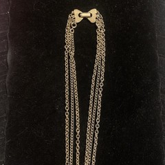 Vintage Marked CELEBRITY Necklace Gold Chains 36 In Unique Clasp Glass Pendant