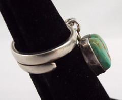 Joan Slifka Designs STERLING SILVER Turquoise Dangle Heart Ring Size 5.5 6g