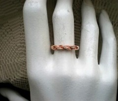 Vintage European Solid 14K 585 Rose Pink Gold Twisted Rope Design Band Ring 14kt