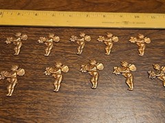 Lot Of 10 Cherub W Boquet France Vintage 60s Brass Stampings Findings Jewelry