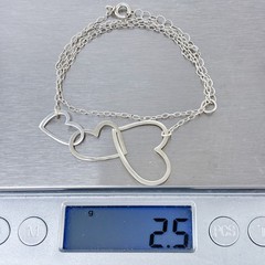 Vintage Sterling Silver 925 Interlocking Heart Pendant Necklace 15.5″-17.5″