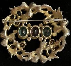 VTG CZECH Large Pastel RHINESTONE Enameled POT METAL BROOCH