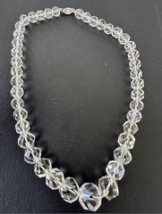 Vintage Victorian Rock Crystal Beaded with Sterling Silver Clasp 16” Necklace