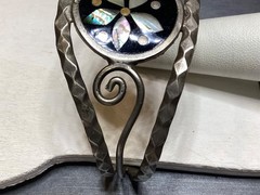 VINTAGE ALPACA MEXICO INLAY STYLE CUFF BRACELET JEWELRY