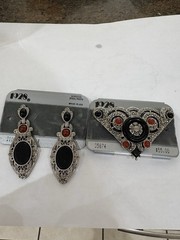 1928 Vintage Large Glitzy Earrings and Brooch