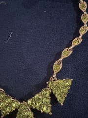 Bogoff Necklace Choker Rhinestone Silver Tone 15.5 in Length Lime Green F