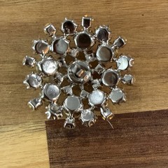 Vintage Aurora Borealis Rhinestone Button Snowflake Starburst Silver Shank.