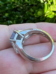 VINTAGE 14K WHITE GOLD AQUAMARINE RING ENGAGEMENT ANNIVERSARY HEAVY CHUNKY